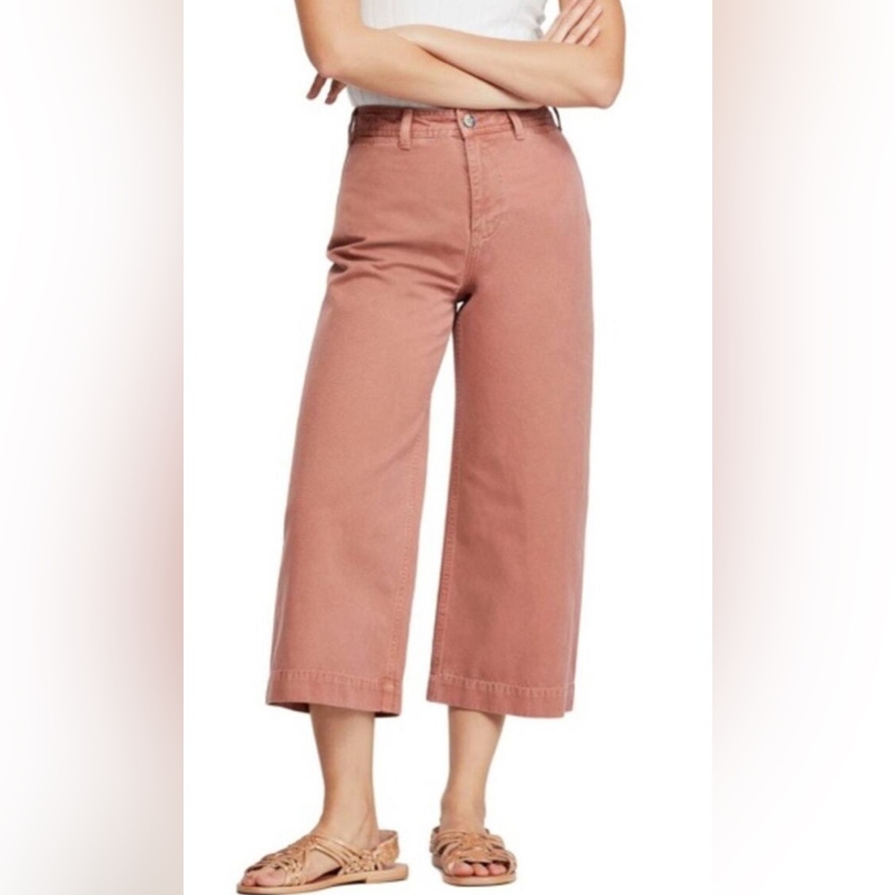 We The Free Patti Cotton Wide Leg Cropped High Pants In Rose Women’s Size 26